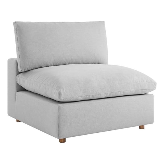 Maklaine Fabric Down Filled Overstuffed Armless Chair in Light Gray