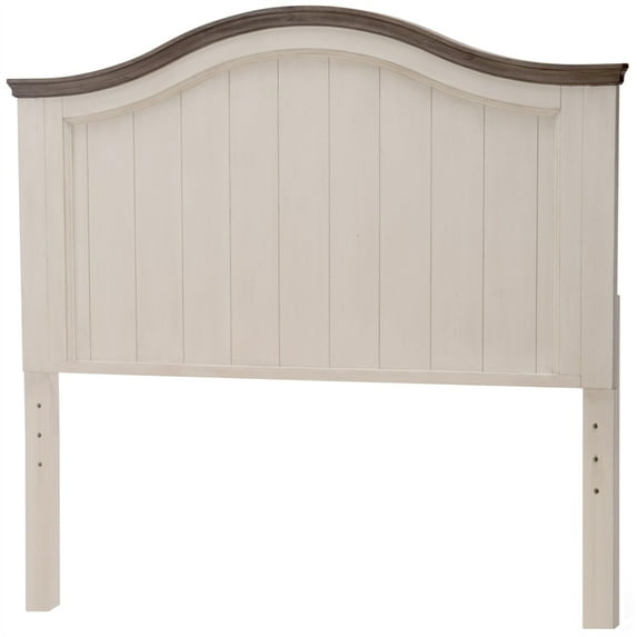 Maklaine Farmhouse White Panel Wood Headboard Full Vintage Linen Rustic Dark Elm