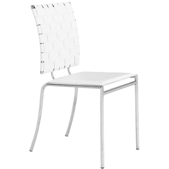 Maklaine Faux Leather 35''H Dining Side Chair in White (Set of 4)