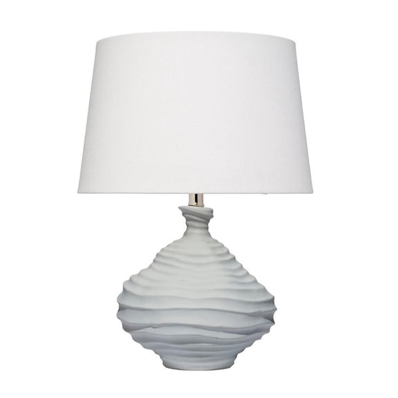 Maklaine Handmade Cloud-Inspired Ceramic Table Lamp With Linen Shade in Blue