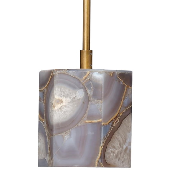Maklaine Handmade Natural Agate Stone Pendant Light in Purple