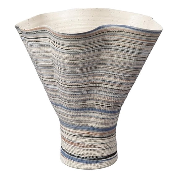 Maklaine Handmade Porcelain Vase With Desert Landscape Pattern in Blue