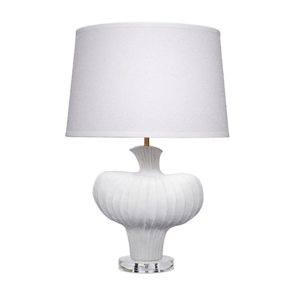 Maklaine Handmade Sculptural Ceramic Table Lamp With Boucle Shade in White