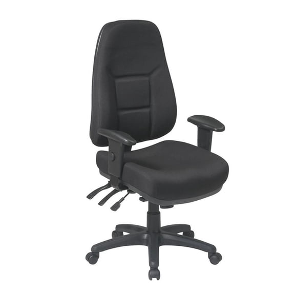 Maklaine High Back Multi Function Ergonomic Chair in Black Fabric