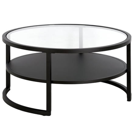 Maklaine Industrial 34" Handcrafted Steel Coffee Table in Black