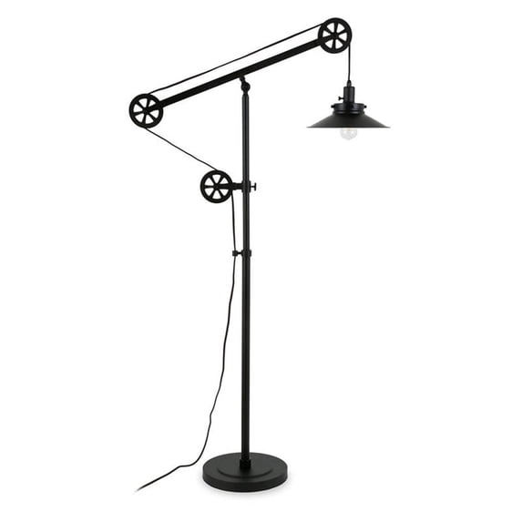 Maklaine Industrial Metal Pulley Floor Lamp in Black and Bronze