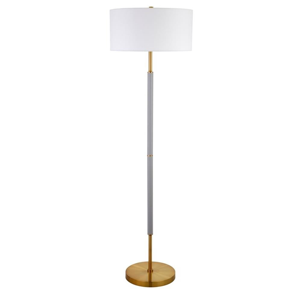 Maklaine Industrial  Two Tone Metal Floor Lamp in Brass with Gray Accents