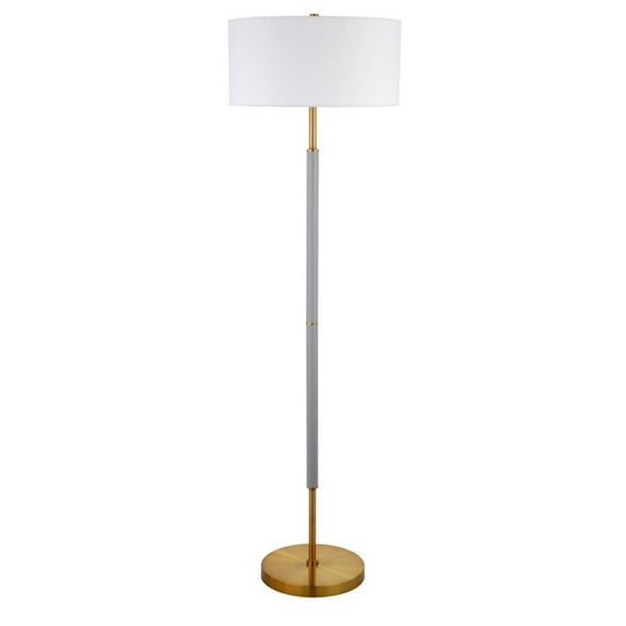 Maklaine Industrial Two Tone Metal Floor Lamp in Brass with Gray Accents