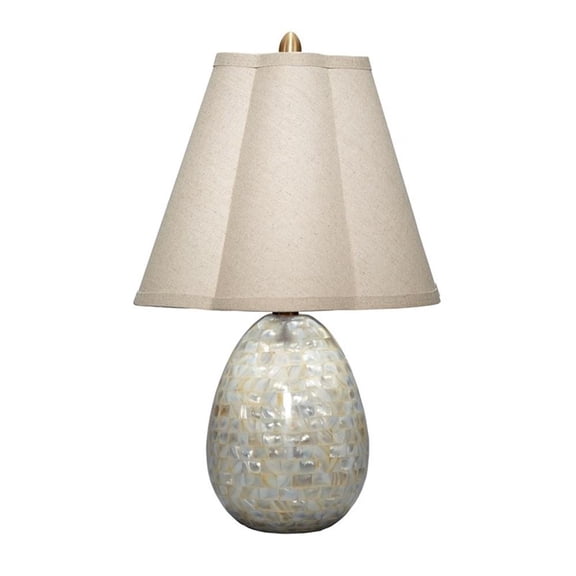 Maklaine Iridescent Mother of Pearl Table Lamp With Scalloped Shade