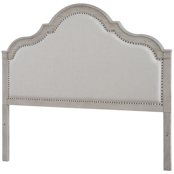 Maklaine King/Cal Coastal Gray Finish Upholstered Panel Headboard