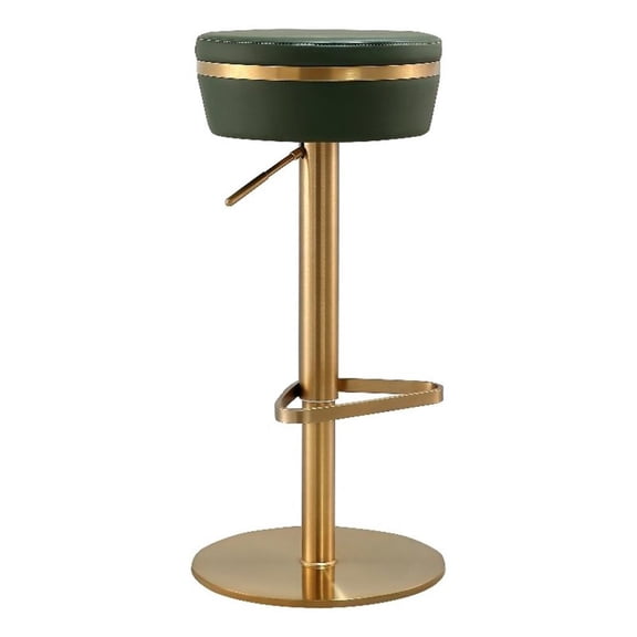 Maklaine Malachite Green and Gold Vegan Leather Adjustable Stool