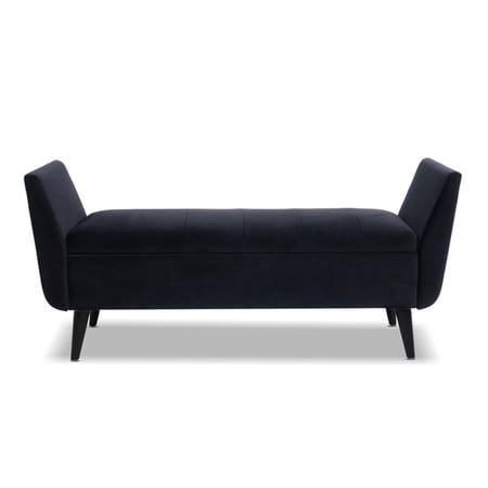 Maklaine Mid-Century Modern Entryway Storage Bench in Black