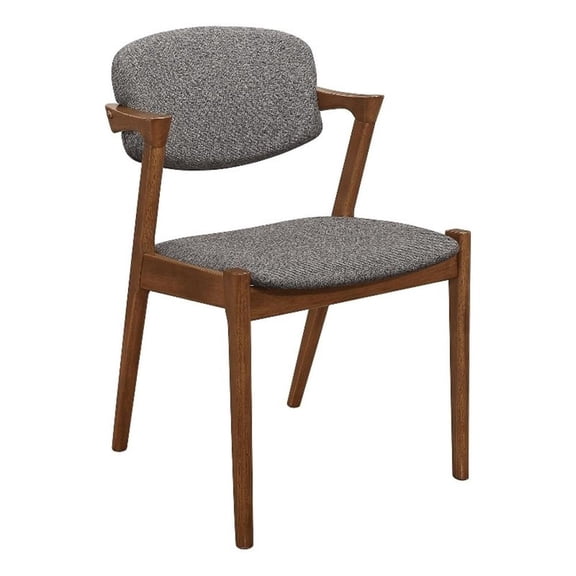 Maklaine Mid-Century Open Back Fabric Dining Chairs in Gray Finish