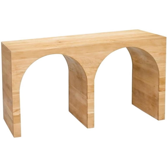 Maklaine Mid-Century Solid White Oak Wood Console Table in Natural Oak ...