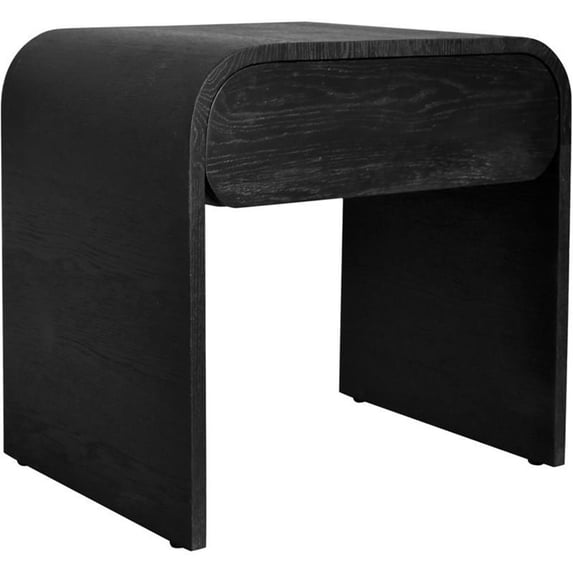 Maklaine Mid-Century Solid Wood Black Oak Finish Night Stand
