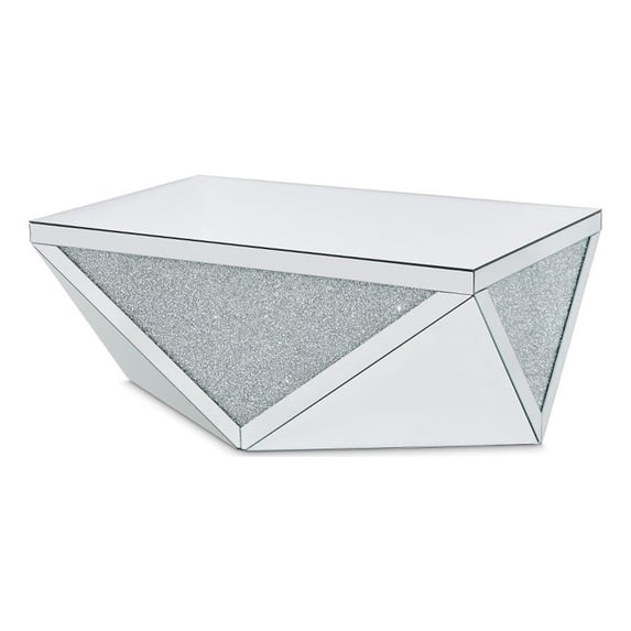 Maklaine Mirrored Glass-encased Crystal Cocktail Table