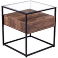 thumbnail image 1 of Maklaine Modern 1 Drawer Glass Top End Table in Black and Natural, 1 of 10