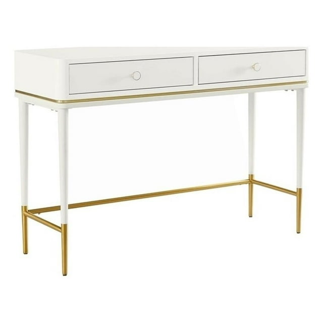 Maklaine Modern 2-Drawer Transitional Wood Desk in Off White
