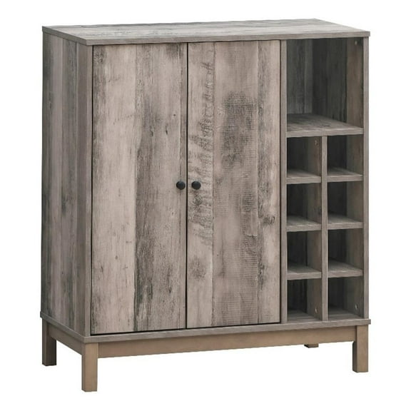 Maklaine Modern 2-door Wood Wine Cabinet with Stemware Rack Gray
