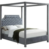 Maklaine Modern 78''H x 65''W x 86''D Tufted Velvet Queen Bed in Gray