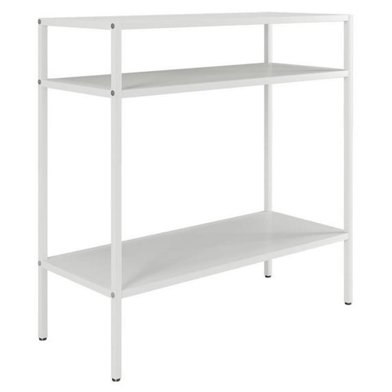 Maklaine Modern / Contemporary 24" Matte White Metal Side Table