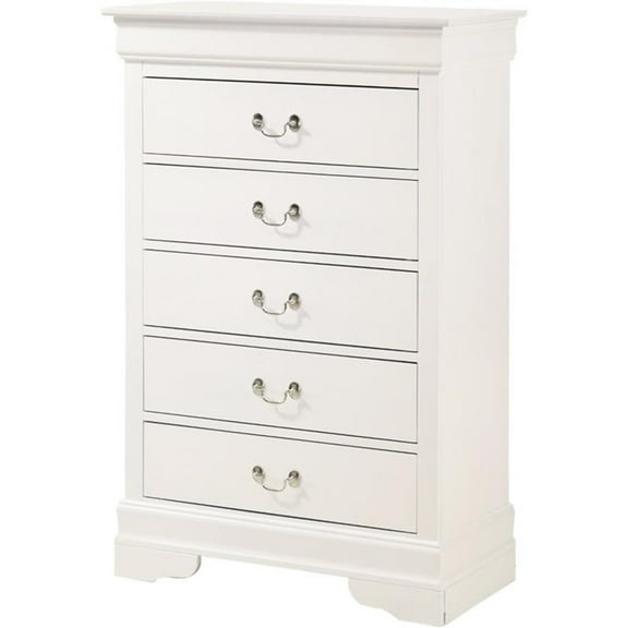 Maklaine Modern / Contemporary 5 Dovetailed Drawers Chest in White