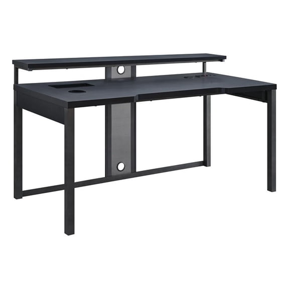 Maklaine Modern / Contemporary 63" Gaming Desk in Black Steel Metal