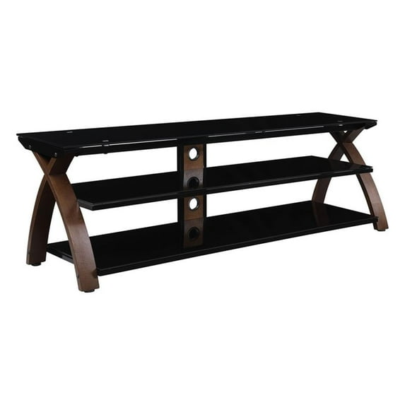 Maklaine Modern / Contemporary 67" TV Stand in Espresso Wood