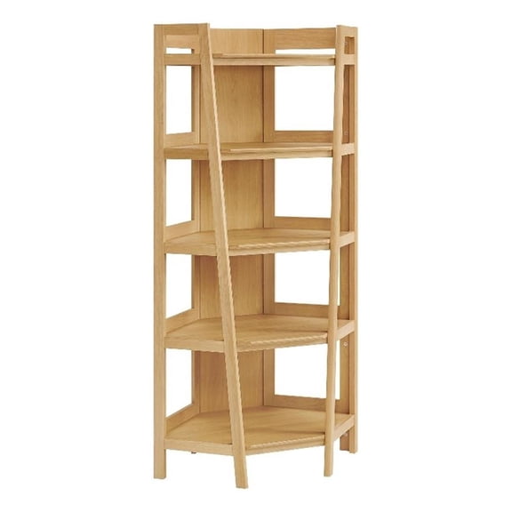 Maklaine Modern / Contemporary 71" Corner Bookshelf in Oak Finish