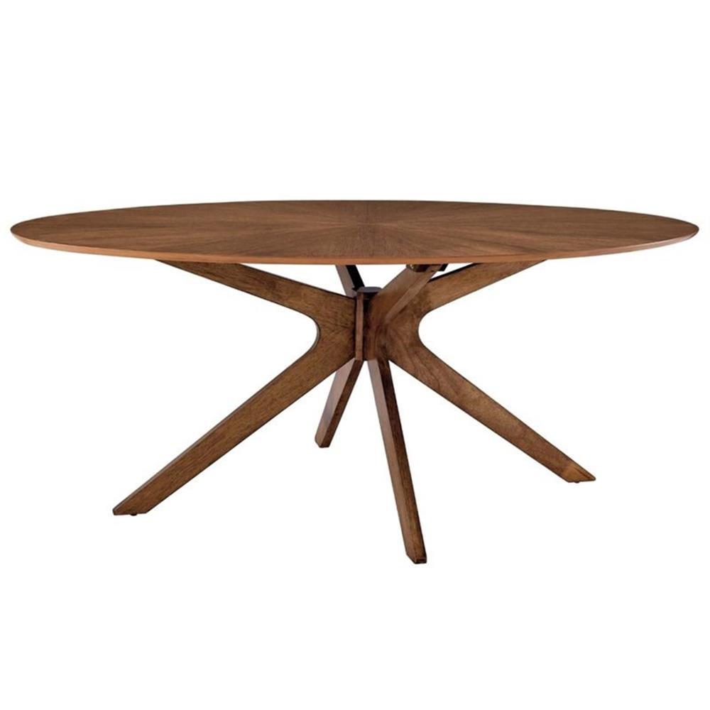 Maklaine Modern / Contemporary 71" Oval Wood Dining Table in Walnut ...