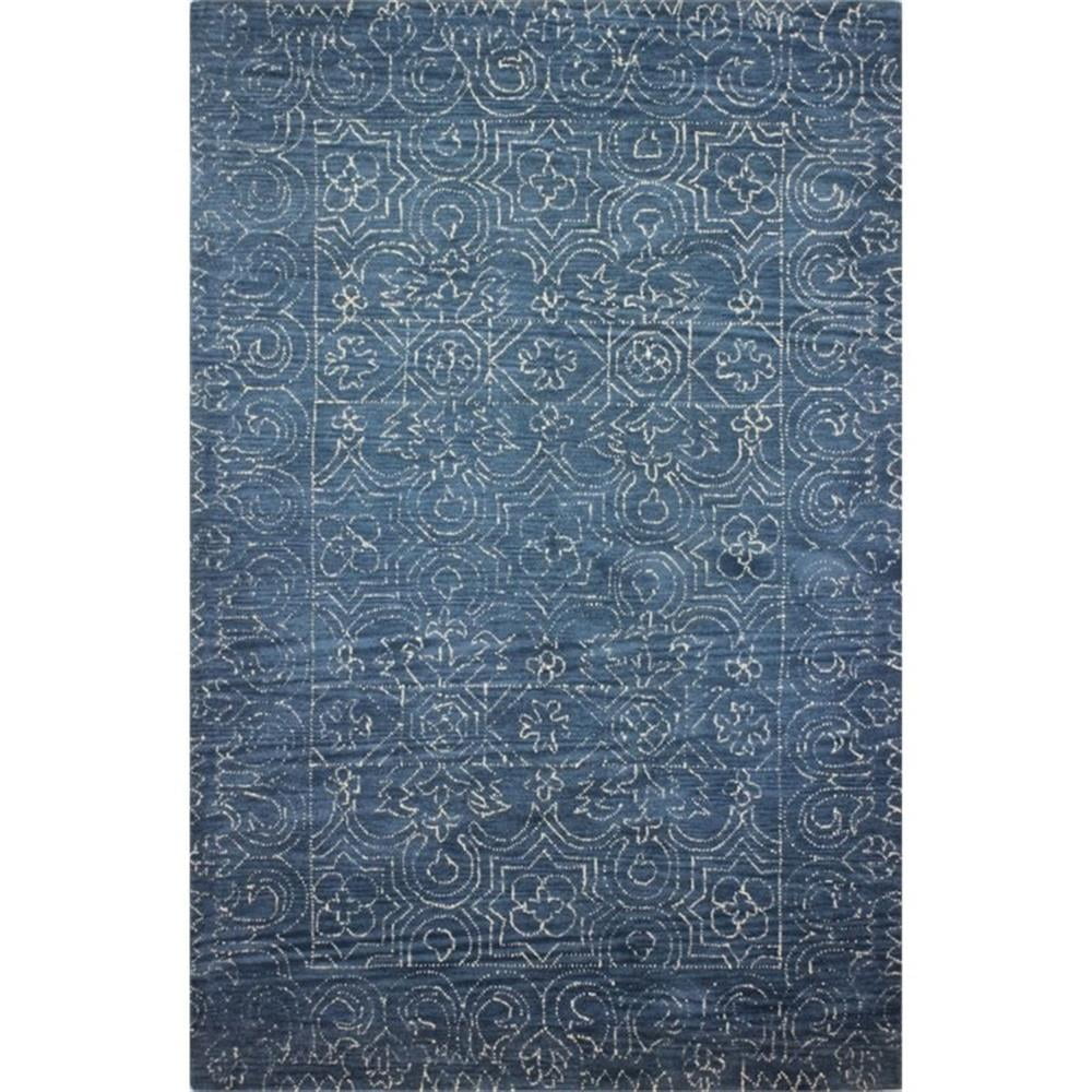 Handmade Tufted Blue Wool Rectangular Area Rug
