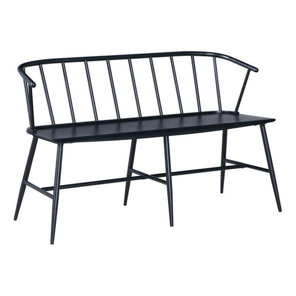 Maklaine Modern / Contemporary All Metal Bench in Black Finish