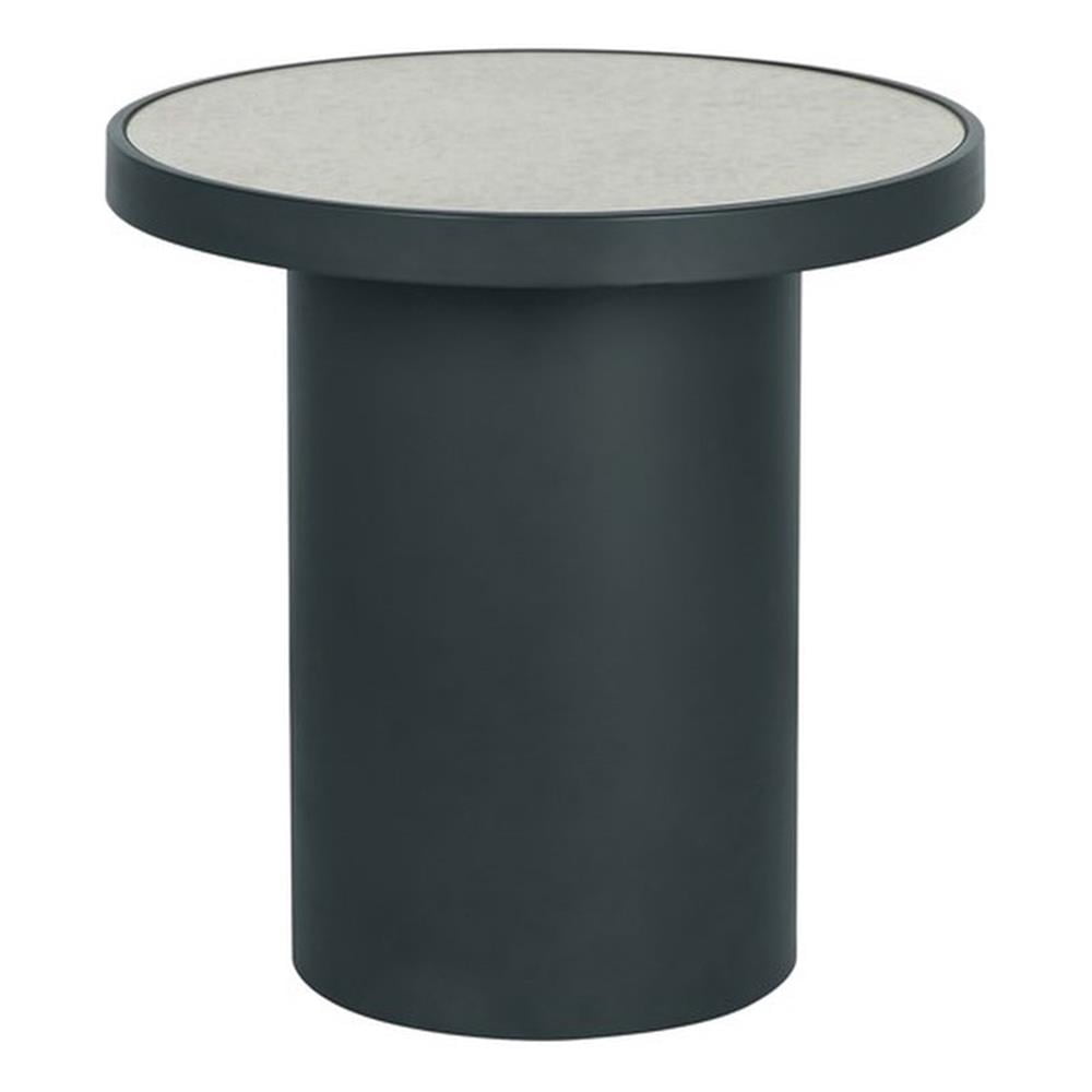 Nautilus Antique Silver Mirrored Round Side Table