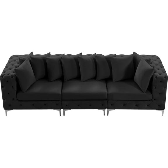 Maklaine Modern / Contemporary Black Finish Velvet Modular Sofa