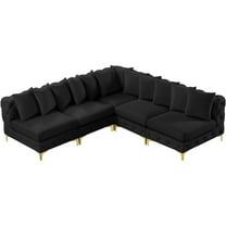 Maklaine Modern / Contemporary Black Velvet Modular Sectional