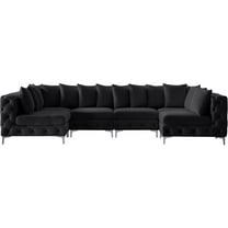 Maklaine Modern / Contemporary Black Velvet Modular Sectional