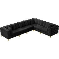 Maklaine Modern / Contemporary Black Velvet Modular Sectional