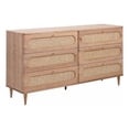 thumbnail image 1 of Maklaine Modern Contemporary Cane 6 Drawer Dresser in Brown Finish, 1 of 10
