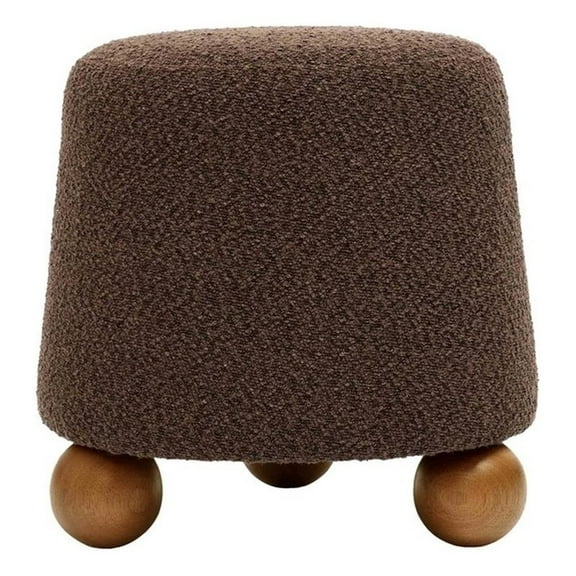 Maklaine Modern / Contemporary Chocolate Brown Finish Boucle Stool