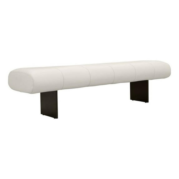 Maklaine Modern Contemporary Cream Finish Vegan Faux Leather Bench