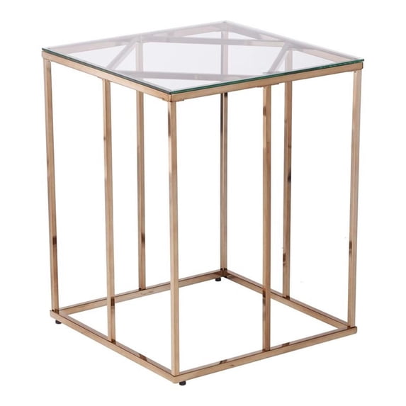 Maklaine Modern / Contemporary End Table with Tempered Glass Top