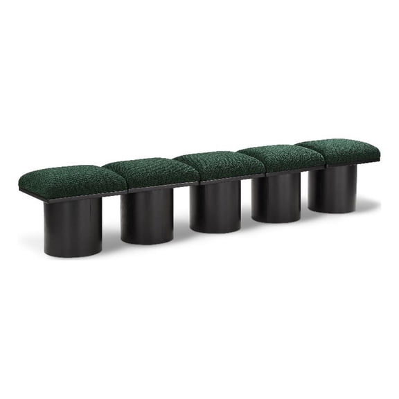 Maklaine Modern / Contemporary Green Finish Boucle Fabric Bench