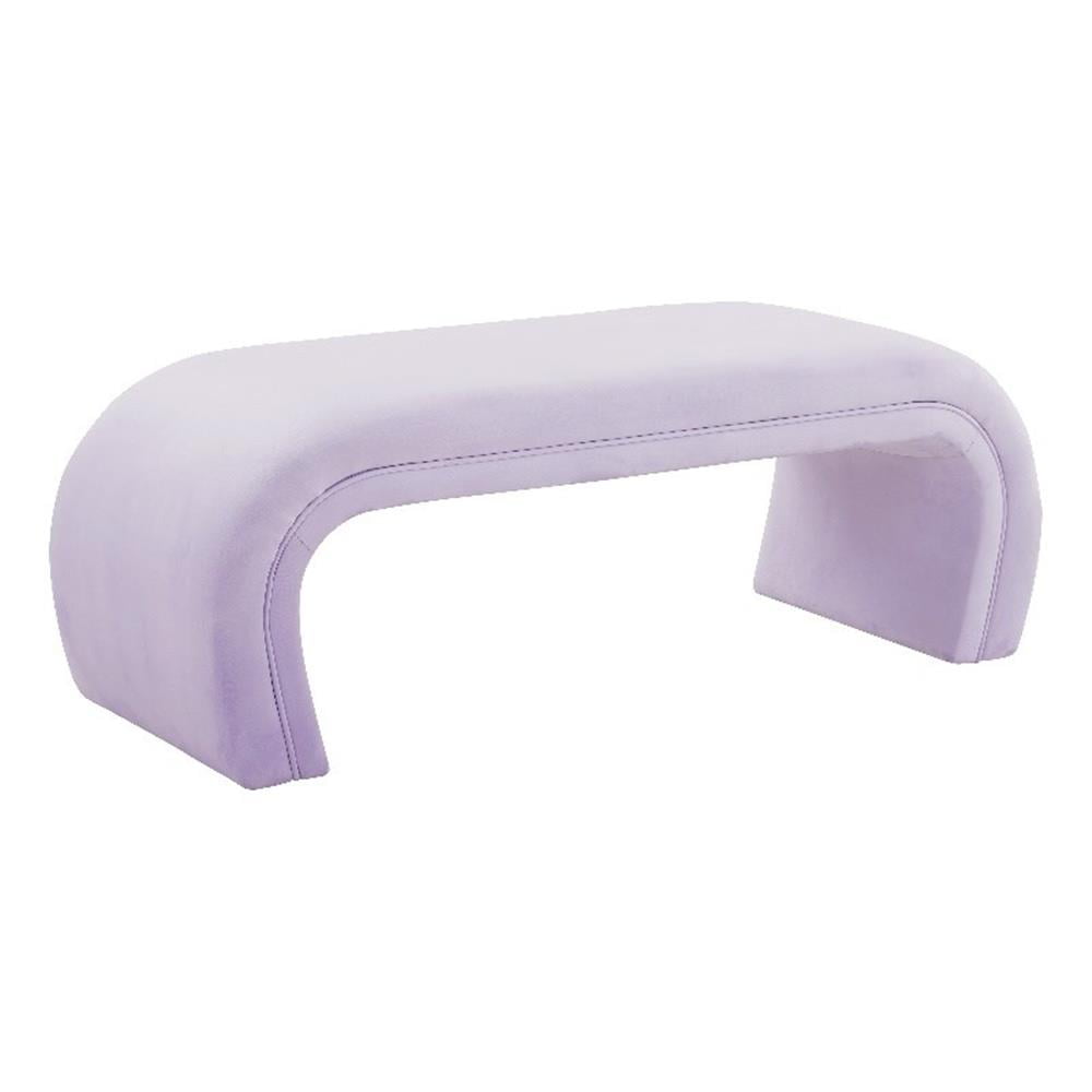 Lavender Velvet Upholstered Bench with Solid Wood Legs
