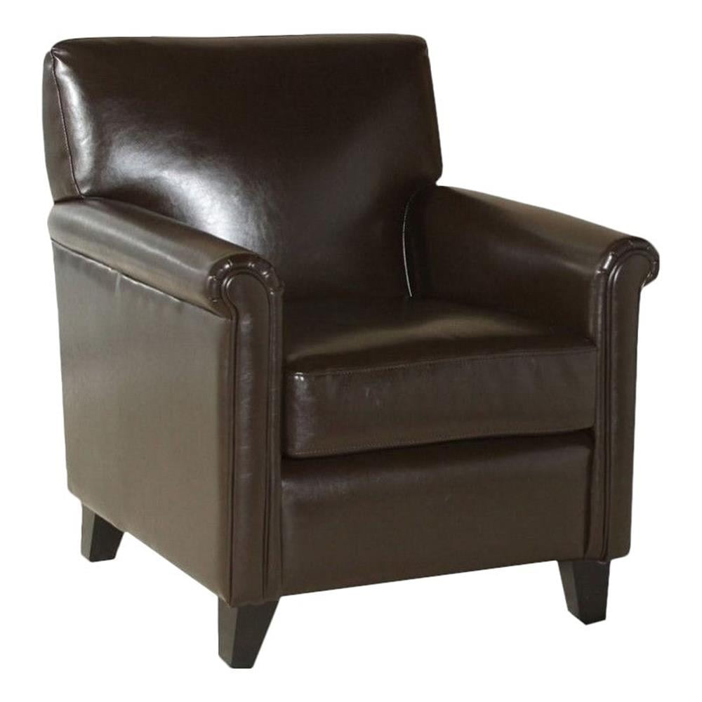 Maklaine Modern / Contemporary Leather Club Chair in Brown Finish