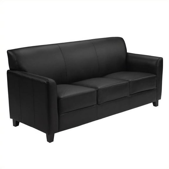 Maklaine Modern / Contemporary Leather Upholstered Sofa in Black