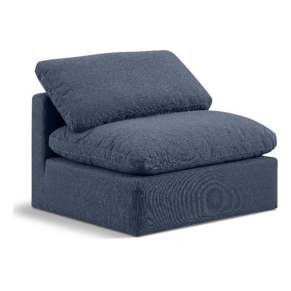 Maklaine Modern / Contemporary Linen Fabric Armless Chair in Navy