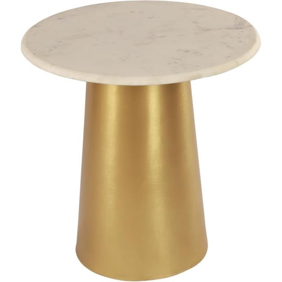 Maklaine Modern / Contemporary Marble End Table in Gold Finish