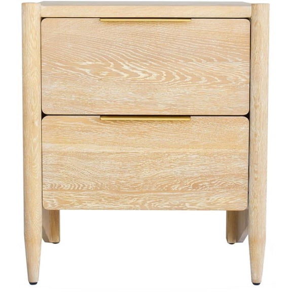 Maklaine Solid White Oak White Nightstand Rectangular 57 lbs
