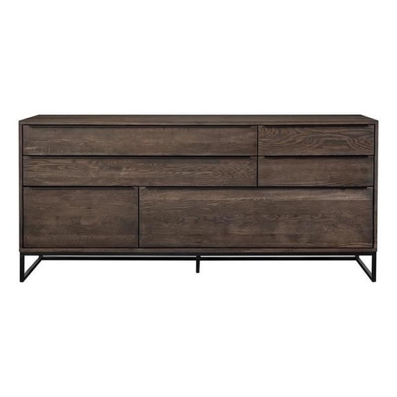 Maklaine Modern / Contemporary Rustic Oak Wood Sideboard In Dark Brown