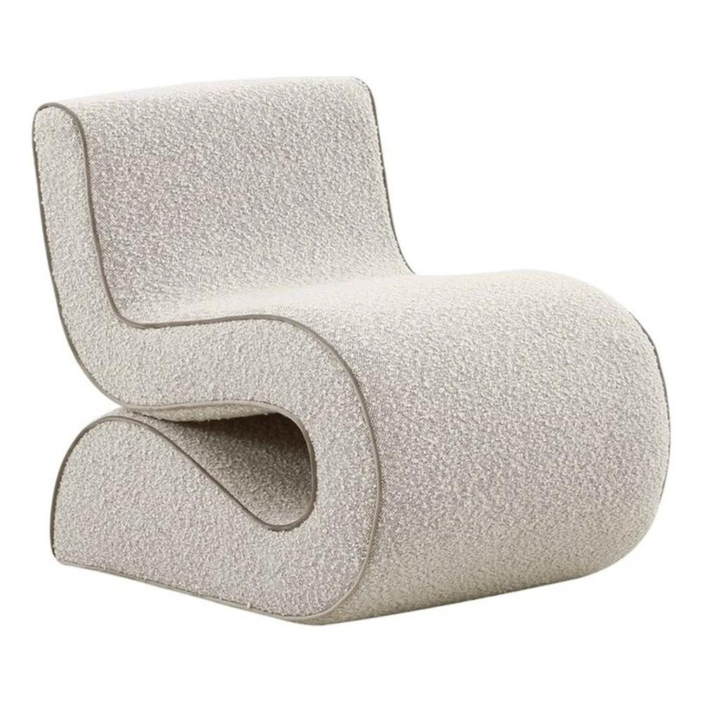 Gray Velvet and Boucle Handcrafted Wiggle Accent Chair